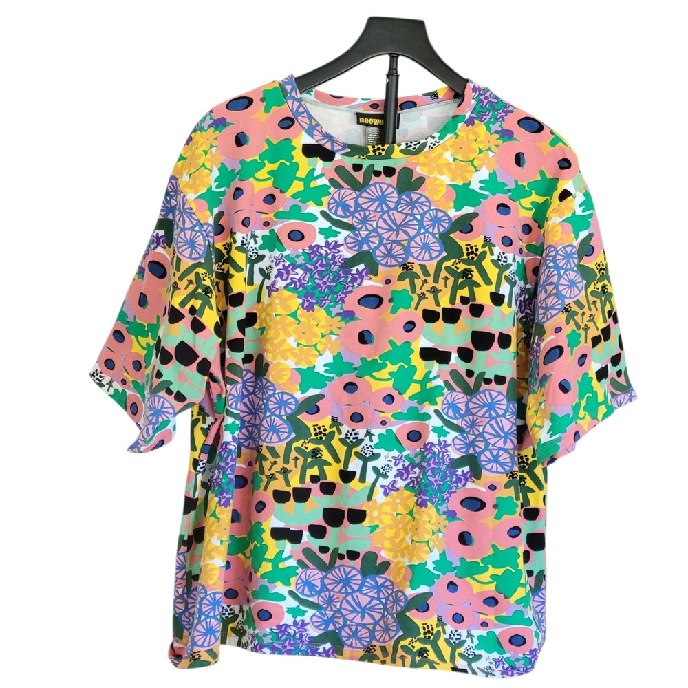 Nooworks Womens People I've Loved Tee 3X Multi Color Floral Abstract Boxy Shirt